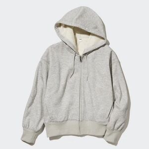 Uniqlo Light Gray women full zip Hooded Jacket size small lined